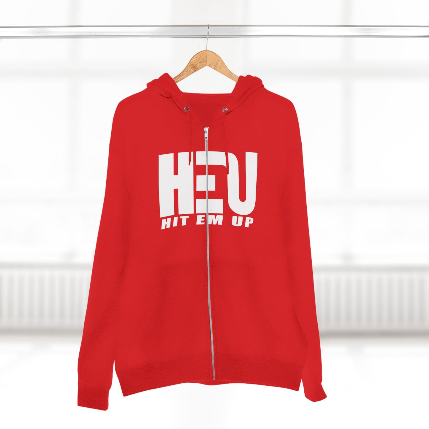 HEU Hit Em Up Unisex Full Zip Hoodie - White Logo