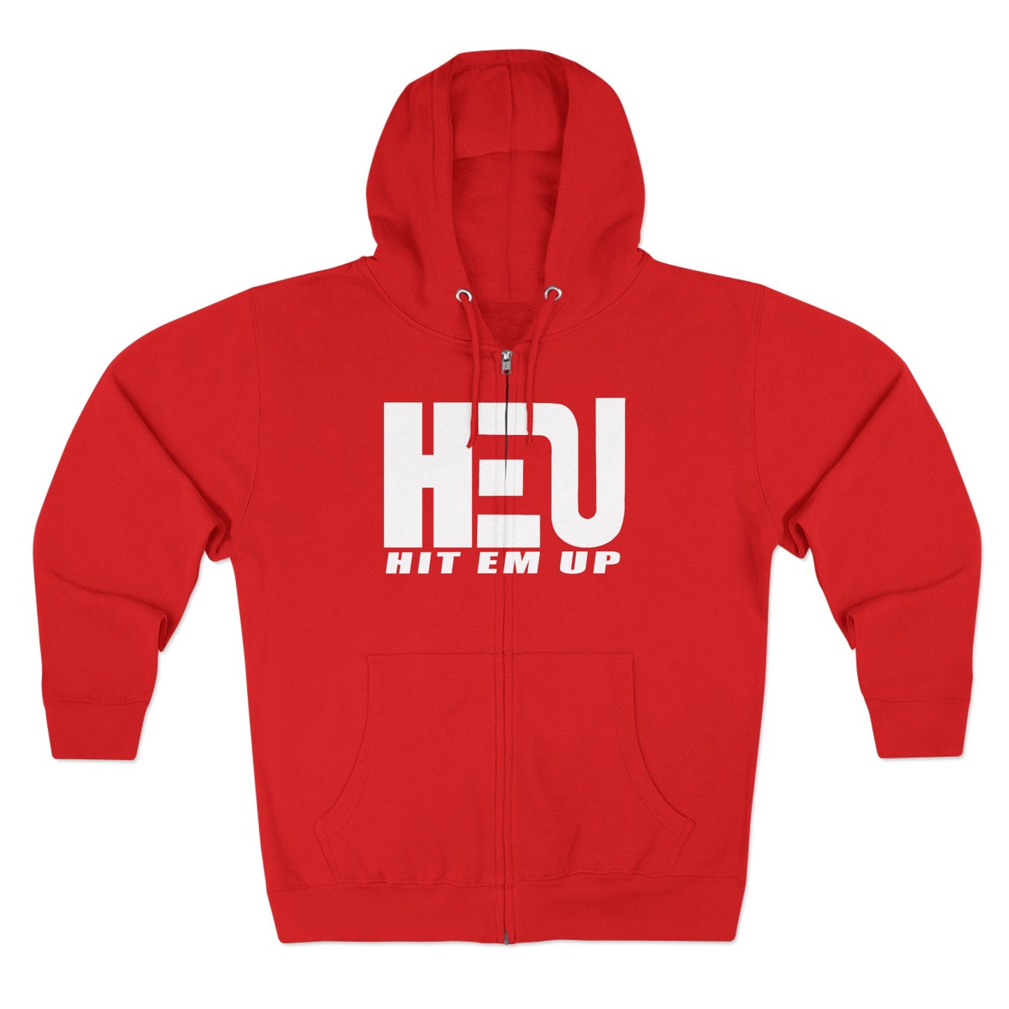 HEU Hit Em Up Unisex Full Zip Hoodie - White Logo