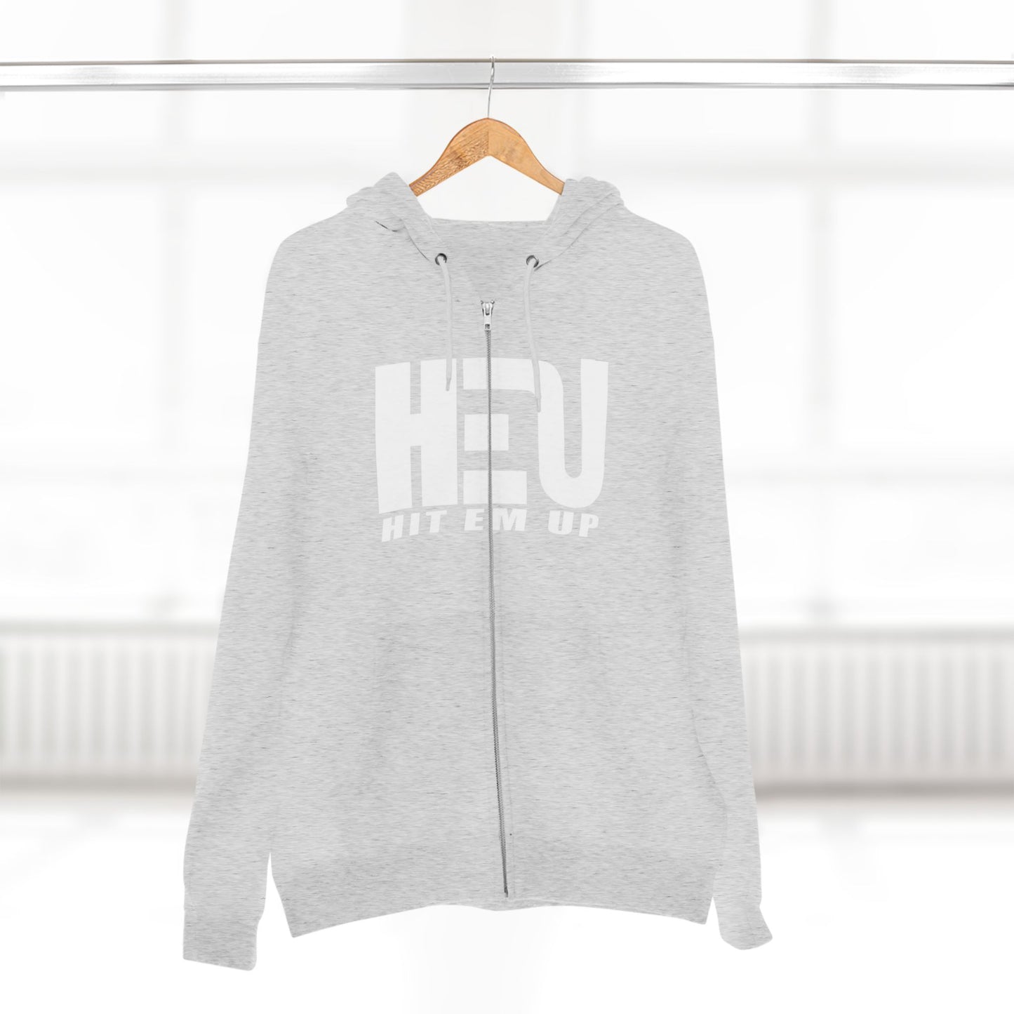 HEU Hit Em Up Unisex Full Zip Hoodie - White Logo