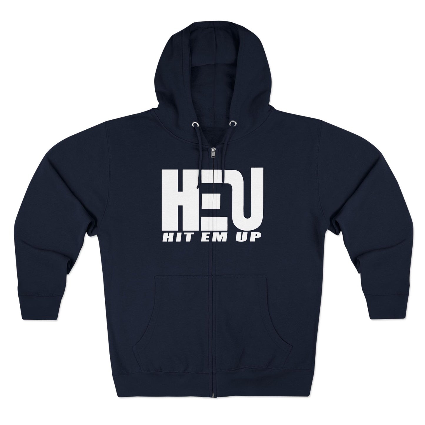 HEU Hit Em Up Unisex Full Zip Hoodie - White Logo