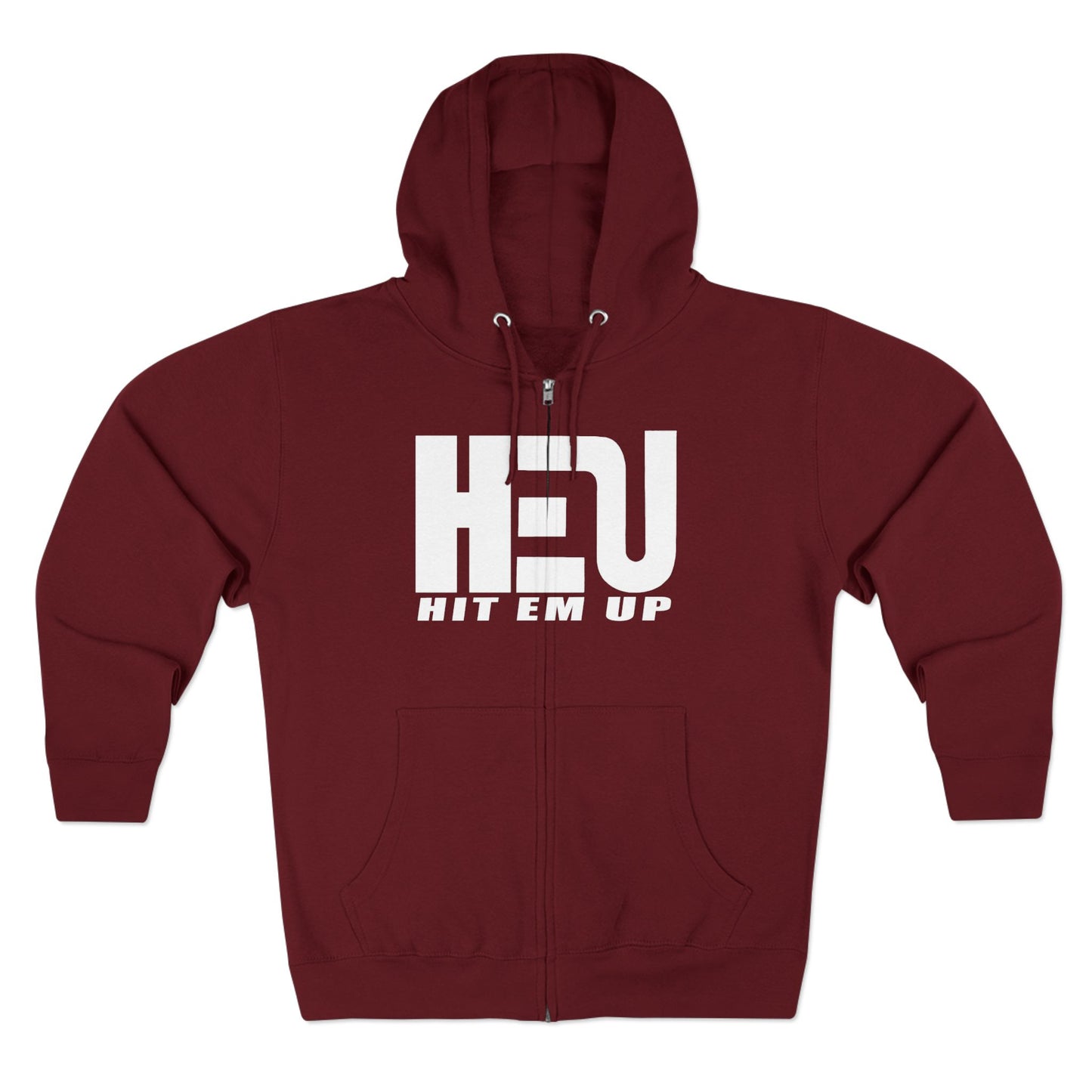 HEU Hit Em Up Unisex Full Zip Hoodie - White Logo