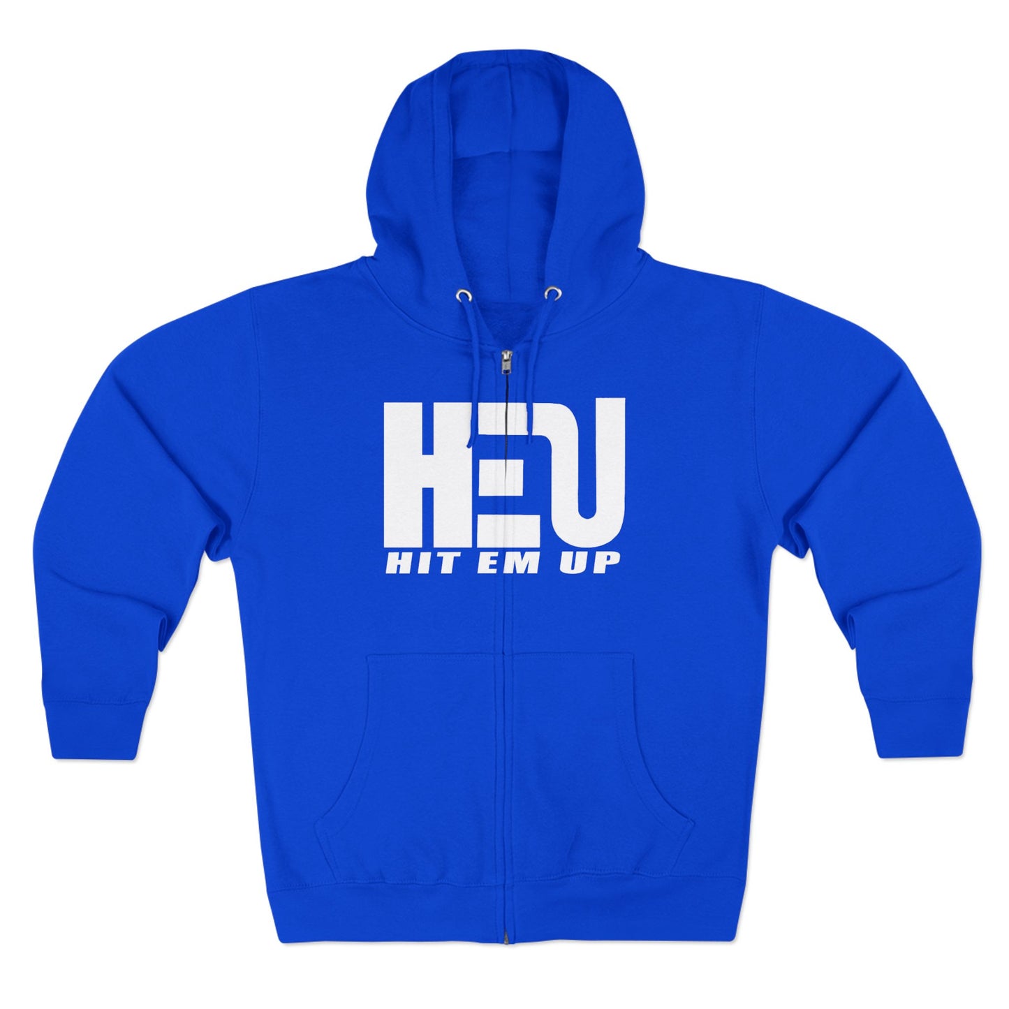 HEU Hit Em Up Unisex Full Zip Hoodie - White Logo