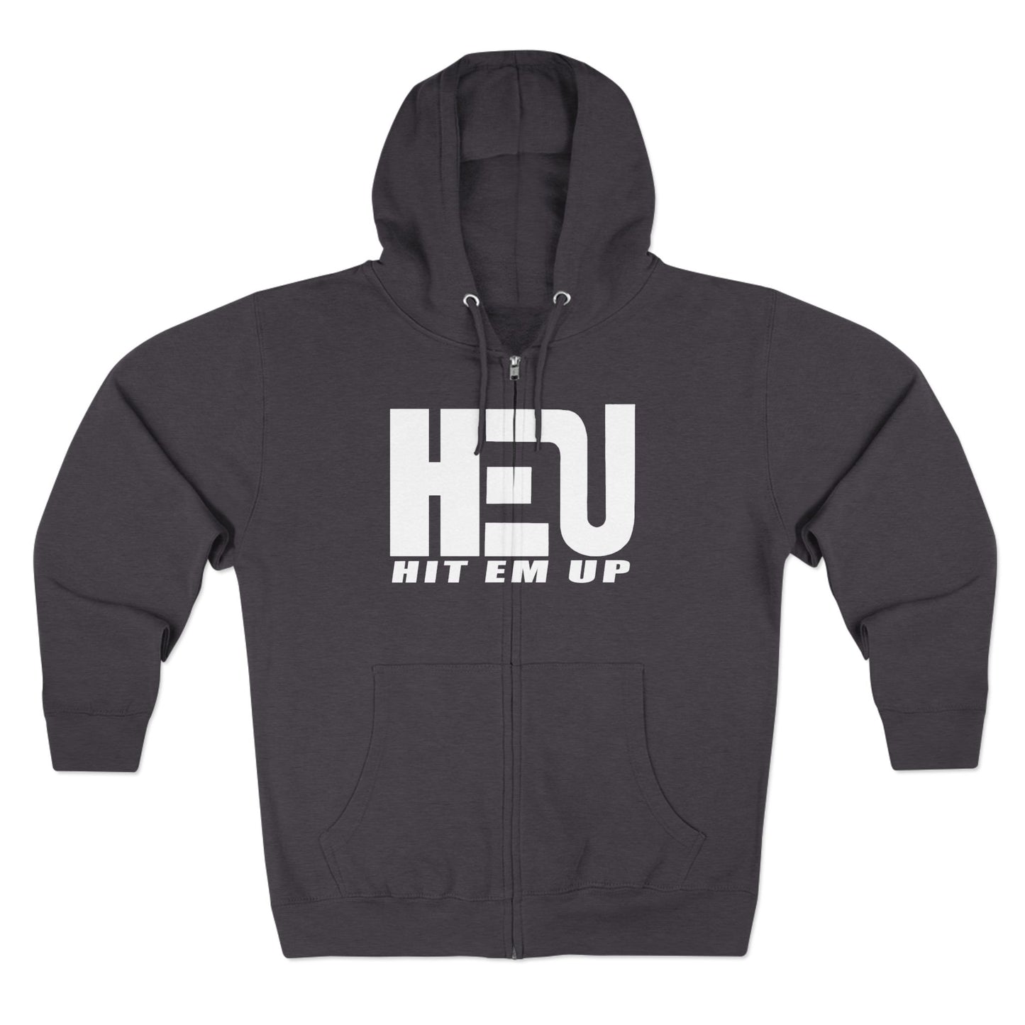 HEU Hit Em Up Unisex Full Zip Hoodie - White Logo