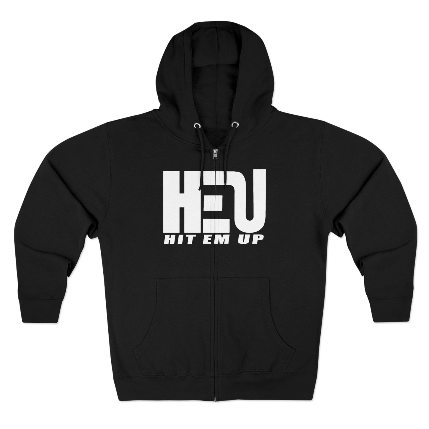 HEU Hit Em Up Unisex Full Zip Hoodie - White Logo