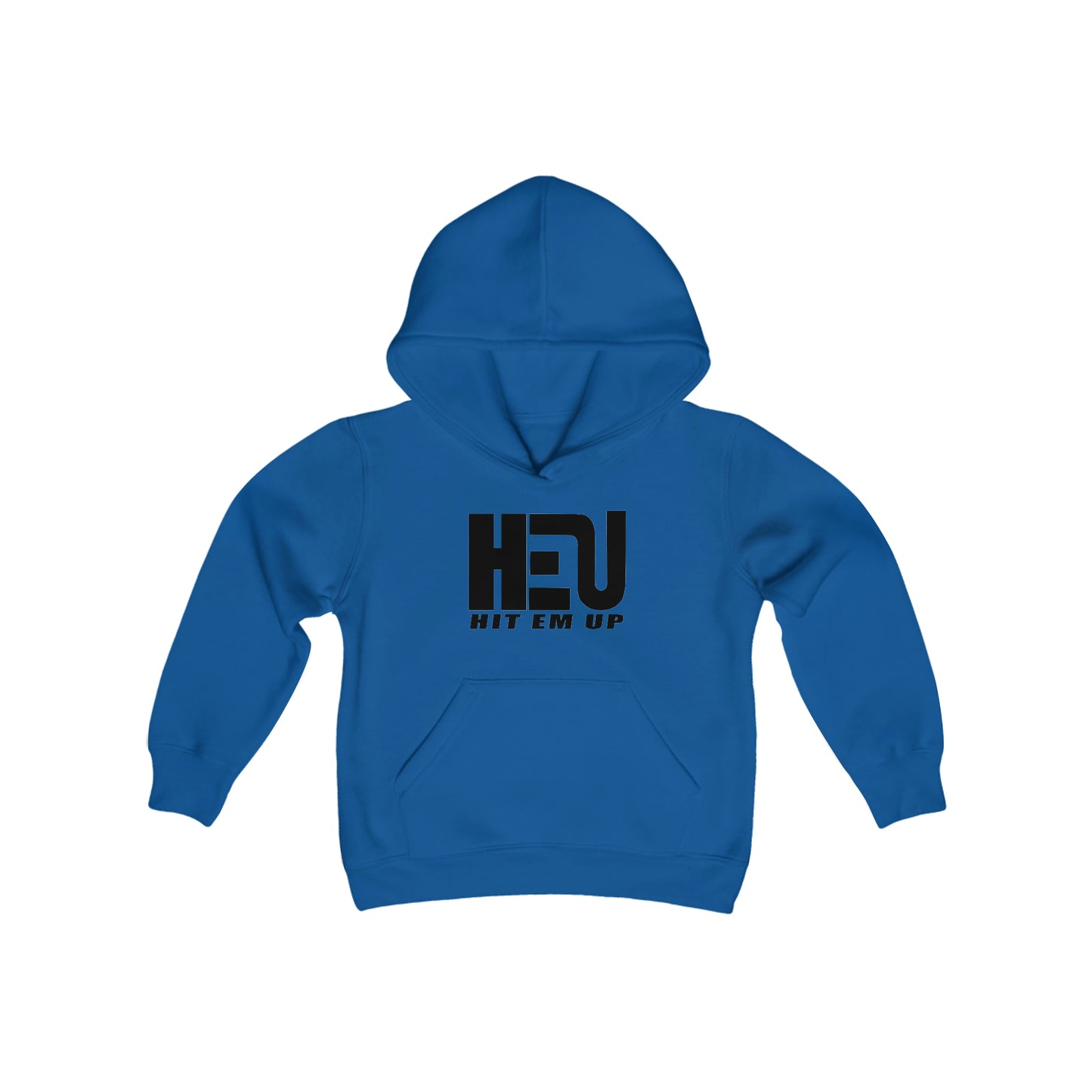 Black HEU HIT EM UP Logo Youth Heavy Blend Hooded Sweatshirt
