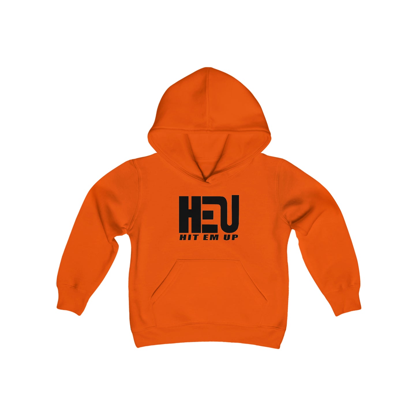 Black HEU HIT EM UP Logo Youth Heavy Blend Hooded Sweatshirt