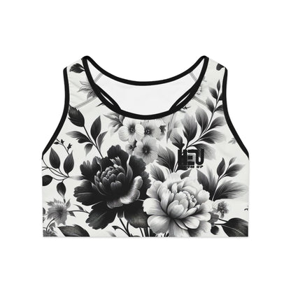 HEU Floral White Sports Bra