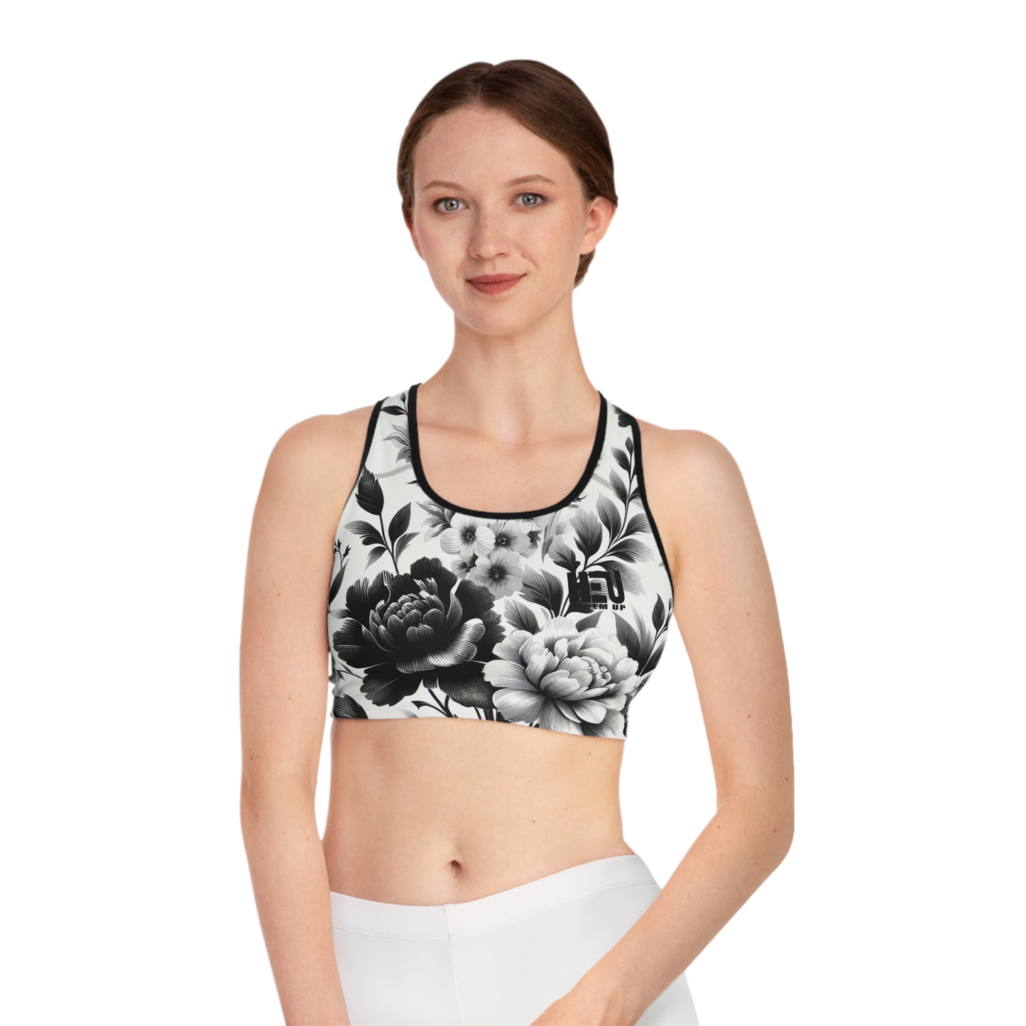 HEU Floral White Sports Bra