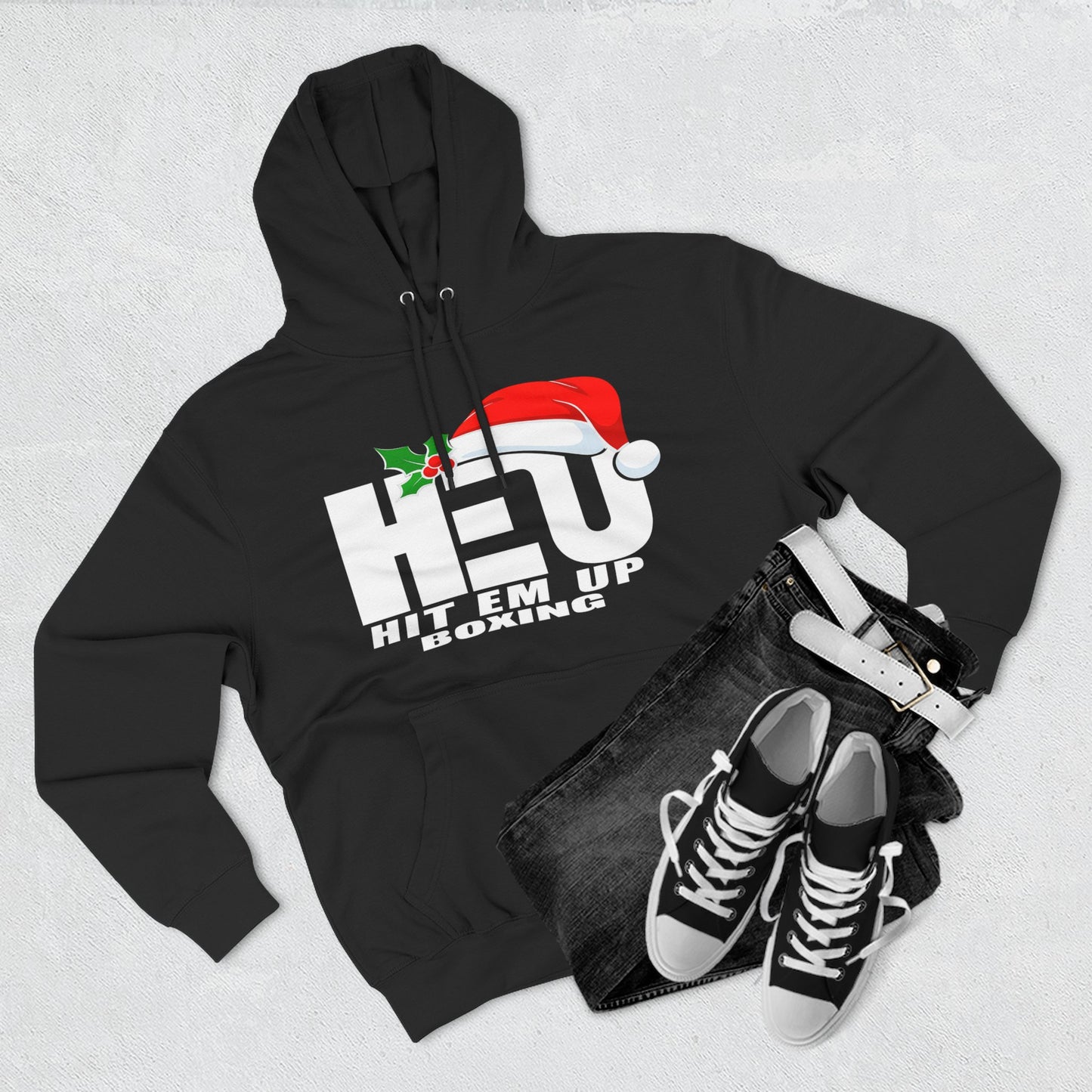HEU Boxing Santa Hat Hoodie