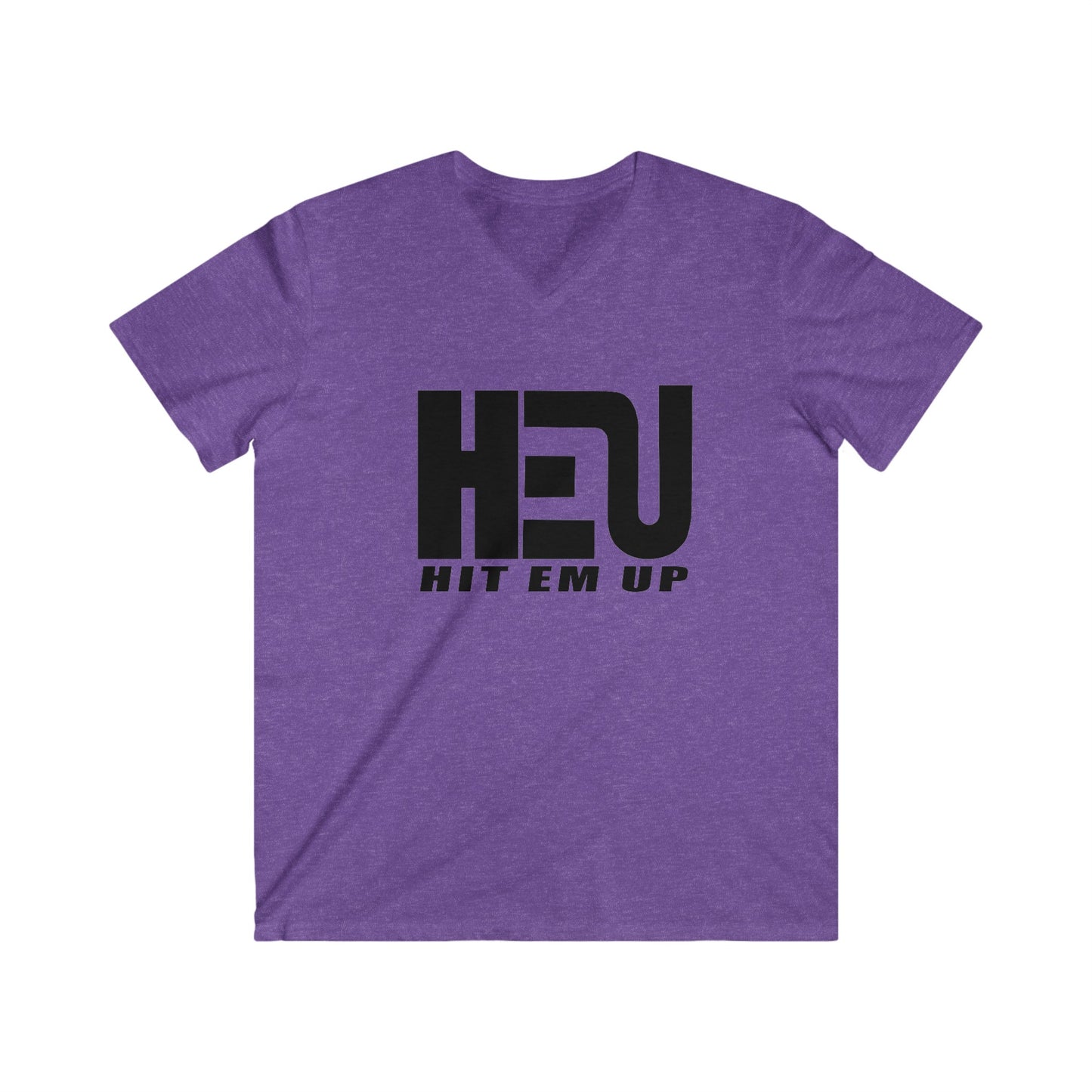 Black HEU HIT EM UP Men's Fitted V-Neck Short Sleeve Tee