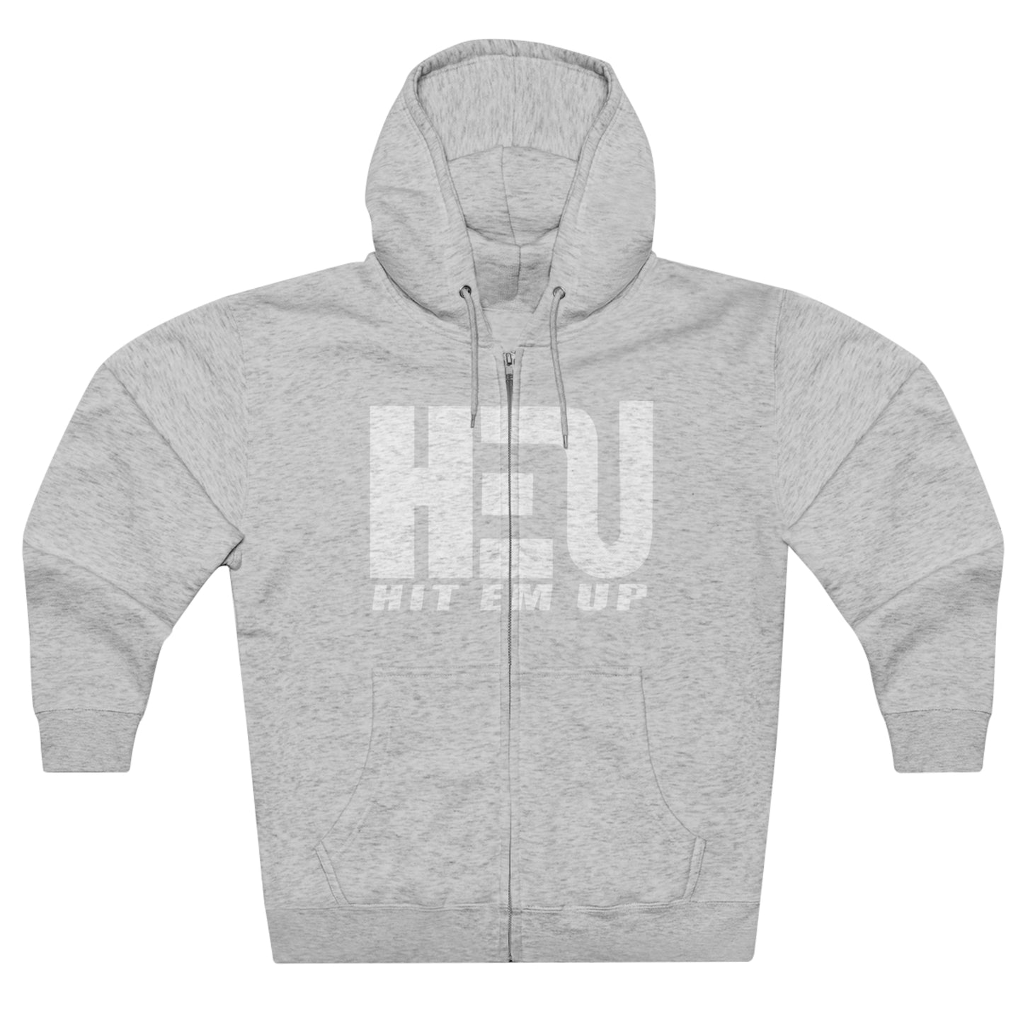 HEU Hit Em Up Unisex Full Zip Hoodie - White Logo