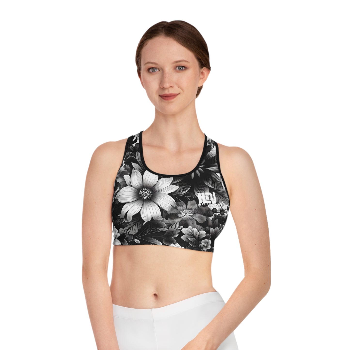 HEU Floral Black Sports Bra