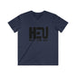 Black HEU HIT EM UP Men's Fitted V-Neck Short Sleeve Tee