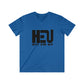 Black HEU HIT EM UP Men's Fitted V-Neck Short Sleeve Tee