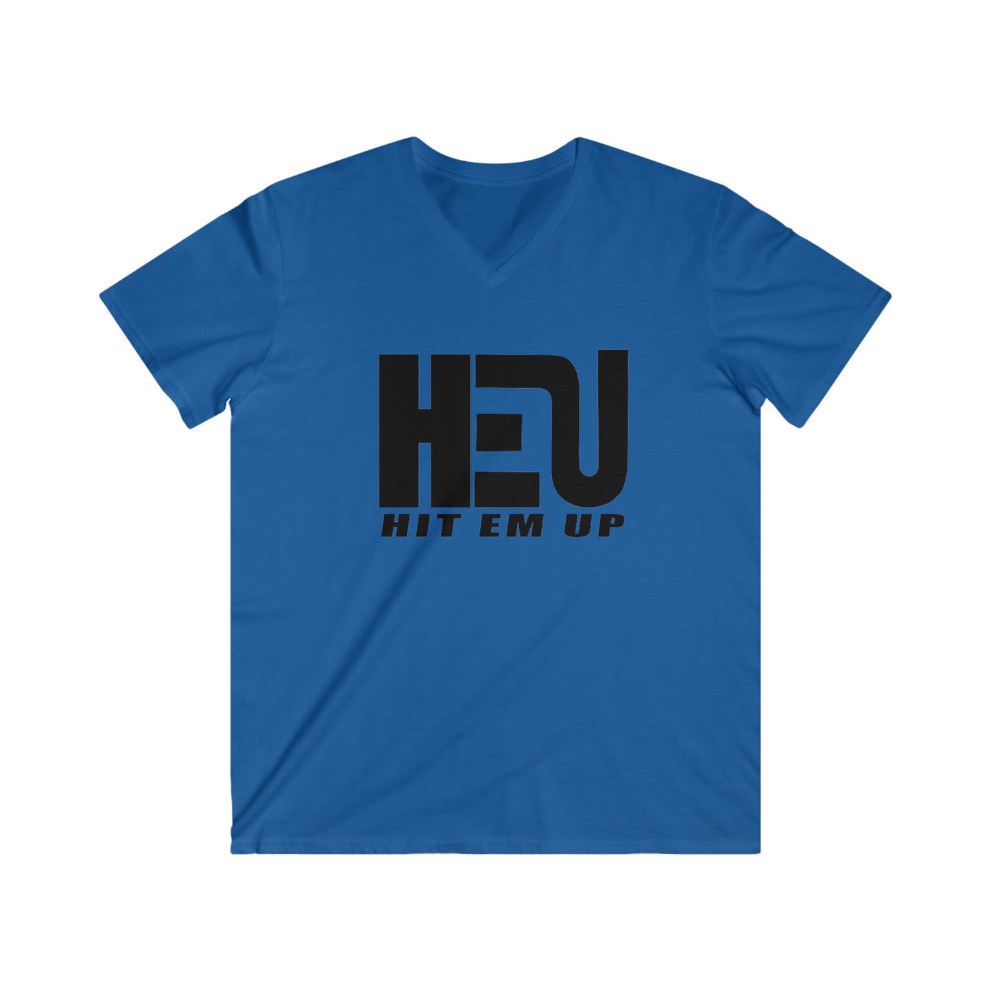 Black HEU HIT EM UP Men's Fitted V-Neck Short Sleeve Tee