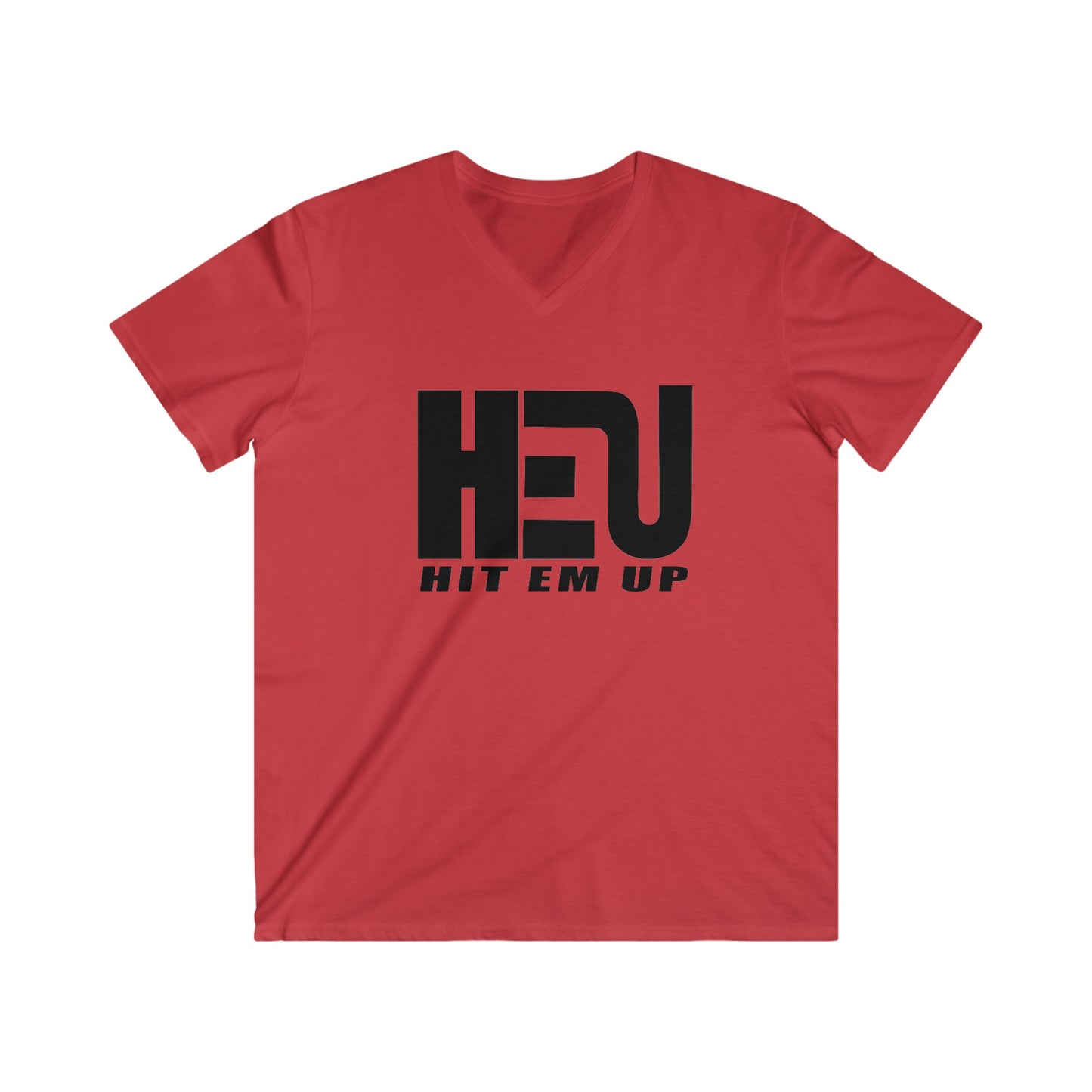 Black HEU HIT EM UP Men's Fitted V-Neck Short Sleeve Tee