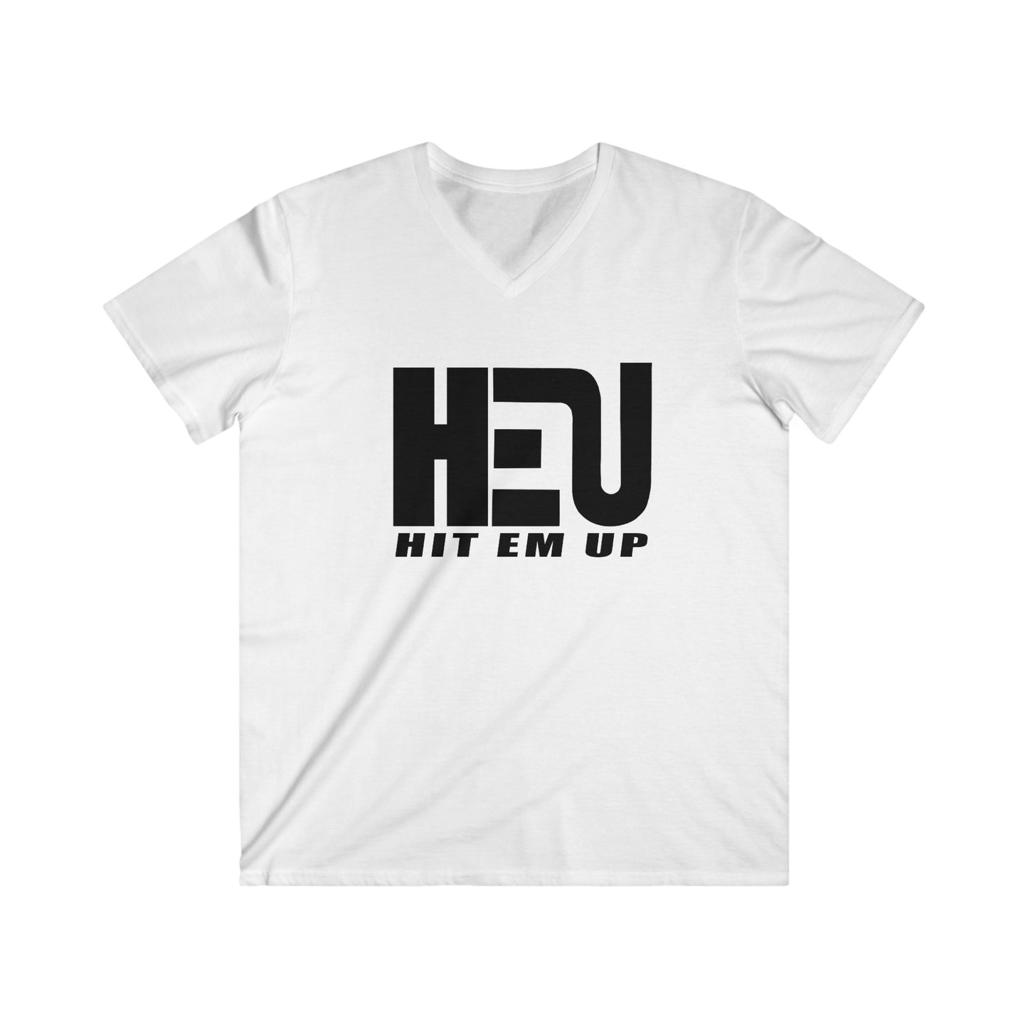 Black HEU HIT EM UP Men's Fitted V-Neck Short Sleeve Tee