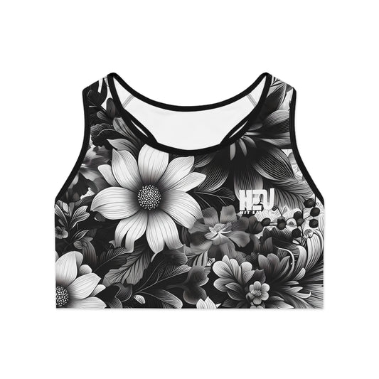 HEU Floral Black Sports Bra