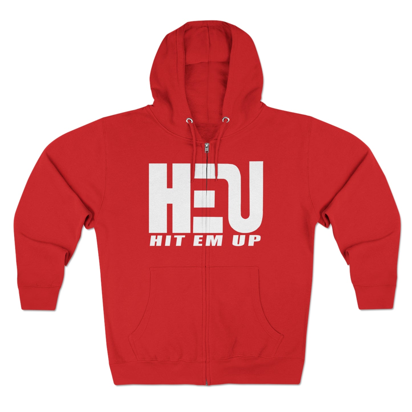 HEU Hit Em Up Unisex Full Zip Hoodie - White Logo