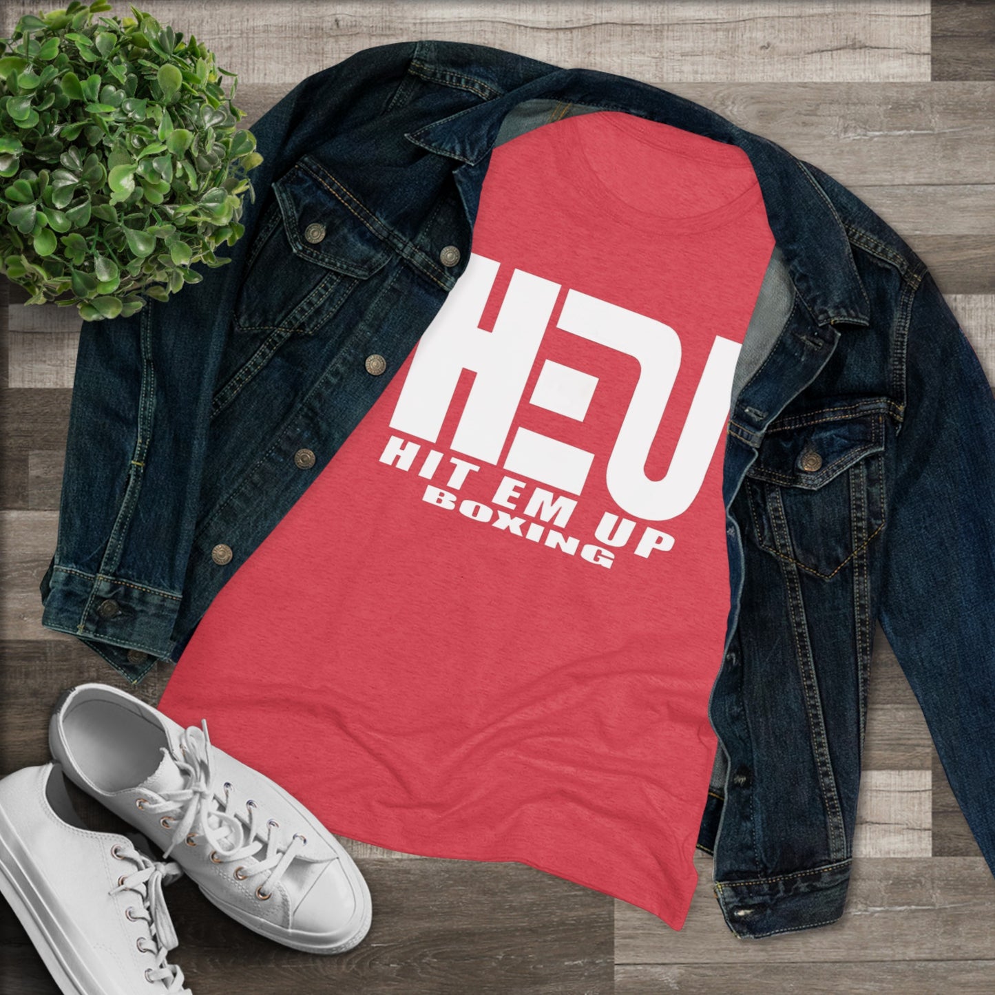 HEU HIT EM UP Boxing White Logo Women's Triblend Tee