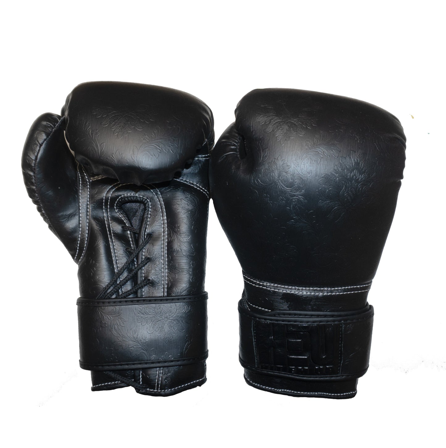 Black Floral Embossed Boxing Gloves