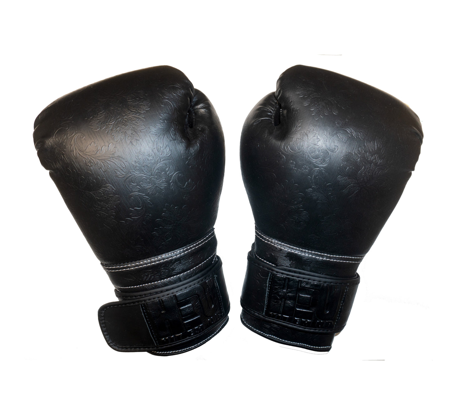 Black Floral Embossed Boxing Gloves