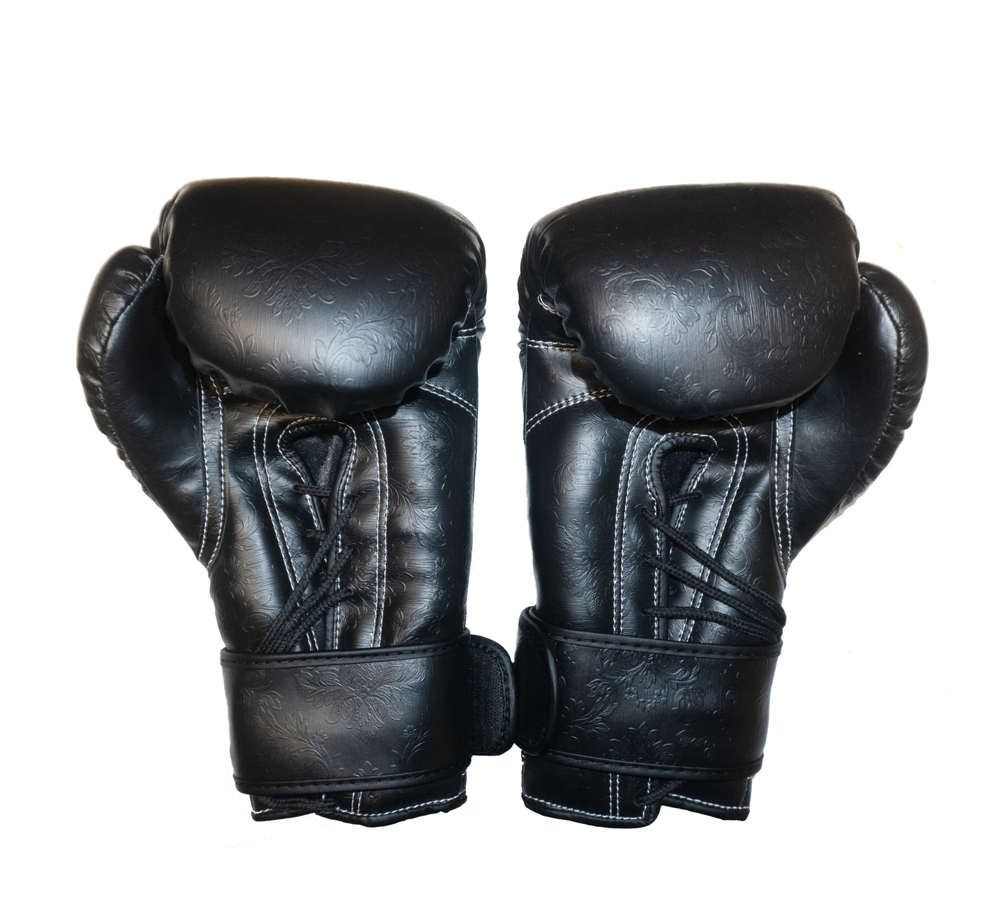 Black Floral Embossed Boxing Gloves