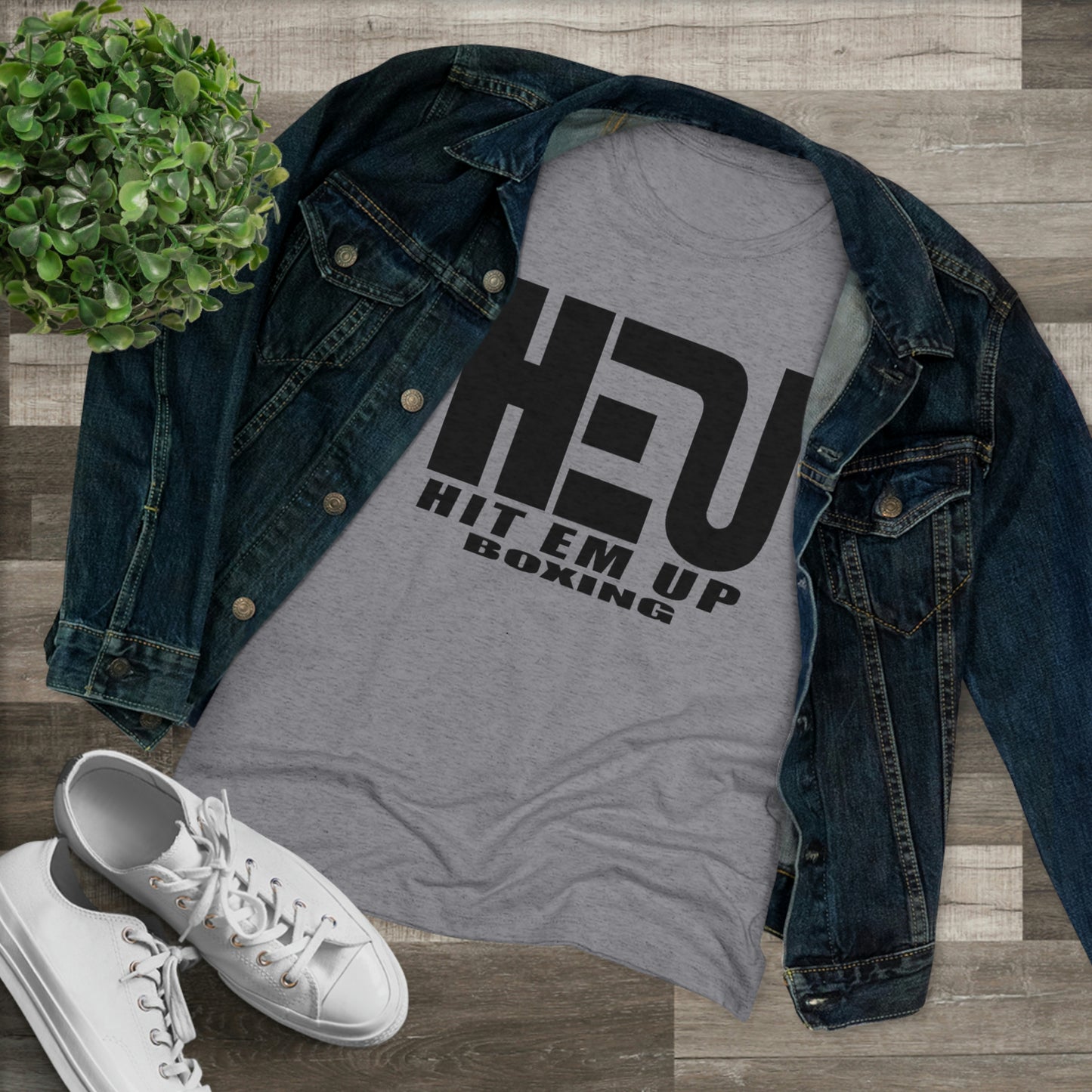 HEU HIT EM UP Boxing Black Logo Women's Triblend Tee