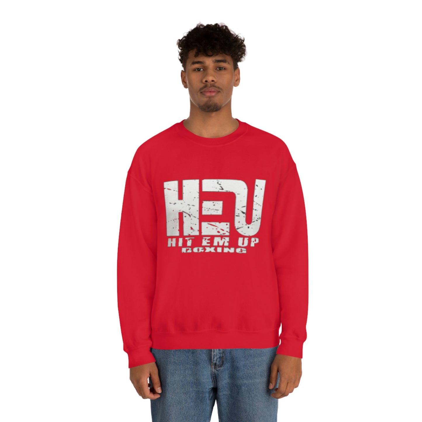 HEU Boxing Distressed Logo Unisex Heavy Blend Crewneck Sweatshirt