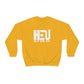 White HEU HIT EM UP Logo Heavy Blend Crewneck Sweatshirt