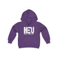 HEU HIT EM UP White Logo Youth Heavy Blend Hooded Sweatshirt