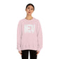 White HEU HIT EM UP Logo Heavy Blend Crewneck Sweatshirt
