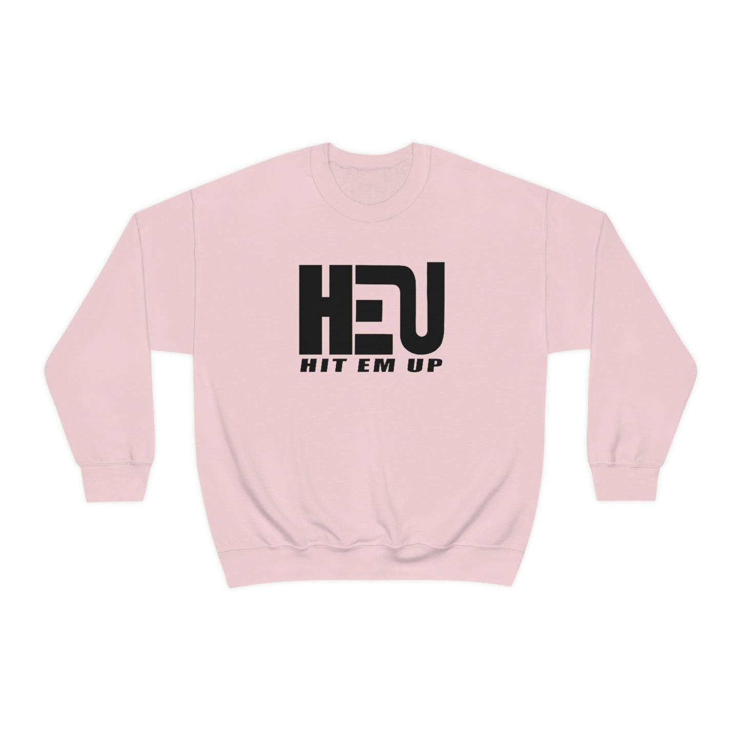 Black HEU HIT EM UP Logo Heavy Blend Crewneck Sweatshirt