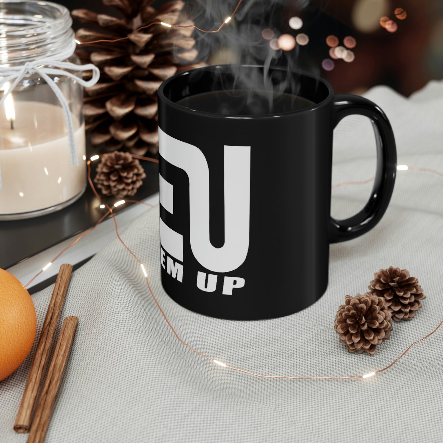 White HIT EM UP Logo 11oz Black Mug