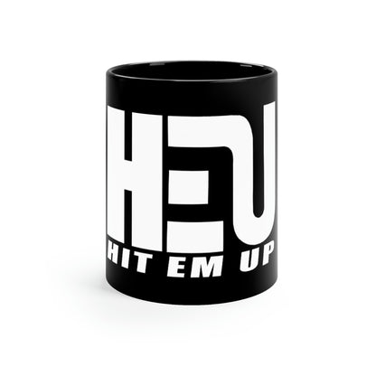 White HIT EM UP Logo 11oz Black Mug