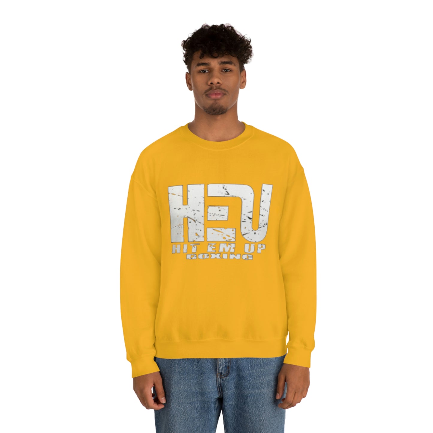 HEU Boxing Distressed Logo Unisex Heavy Blend Crewneck Sweatshirt