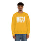 White HEU HIT EM UP Logo Heavy Blend Crewneck Sweatshirt