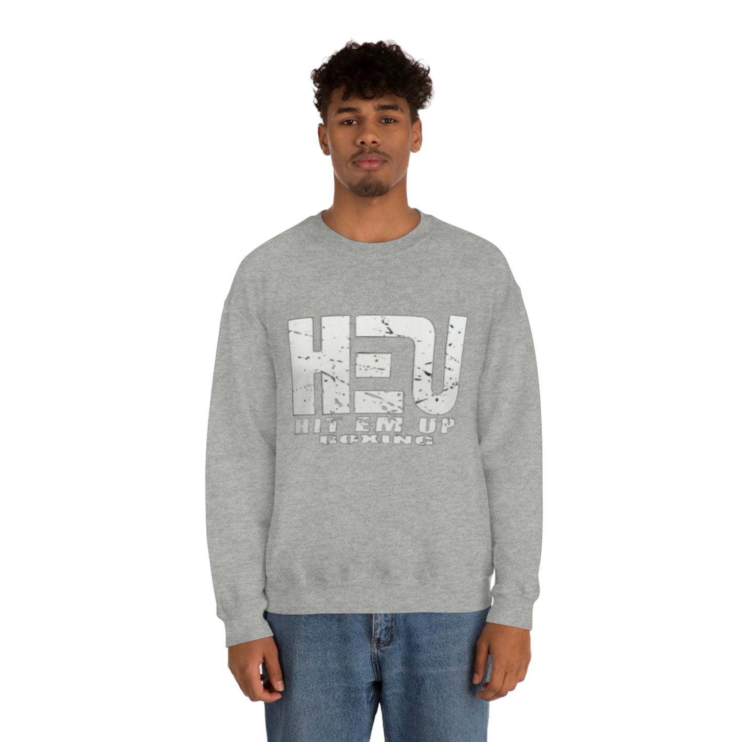 HEU Boxing Distressed Logo Unisex Heavy Blend Crewneck Sweatshirt