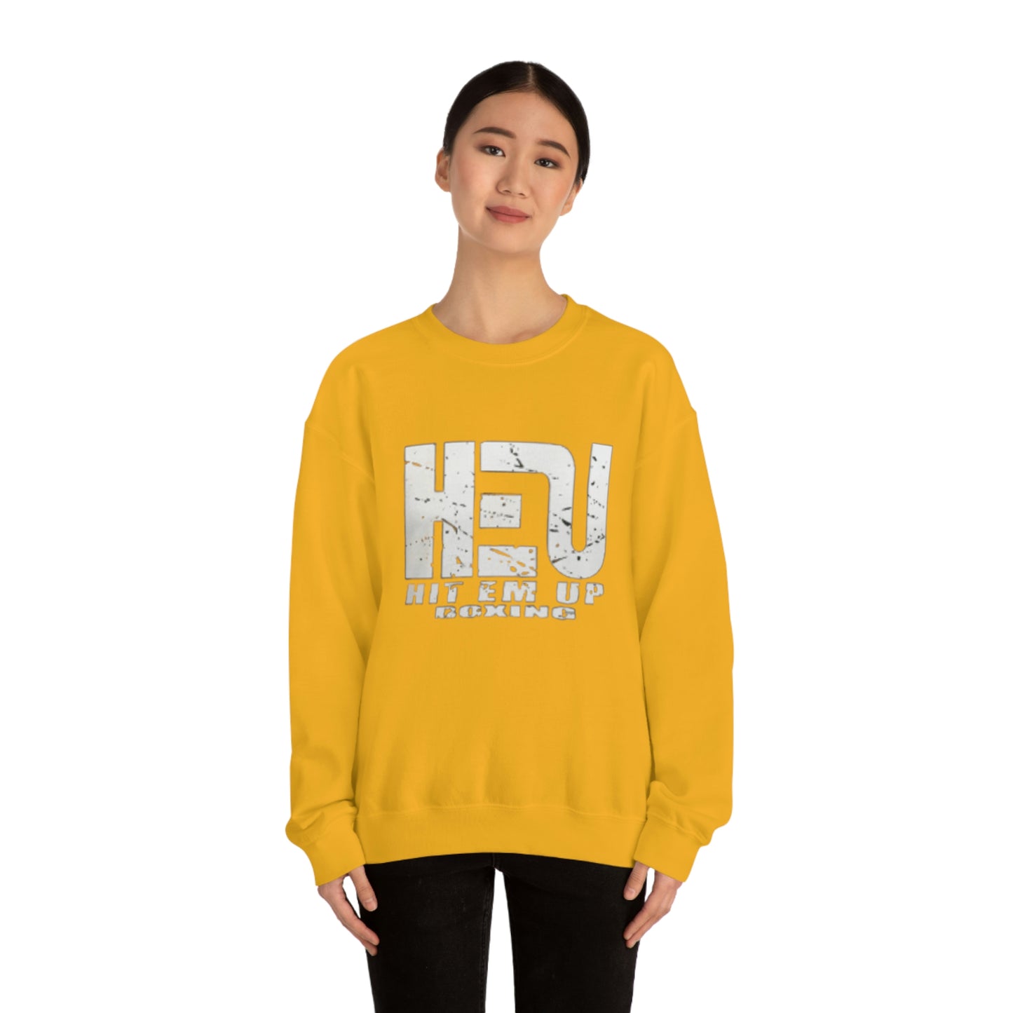 HEU Boxing Distressed Logo Unisex Heavy Blend Crewneck Sweatshirt