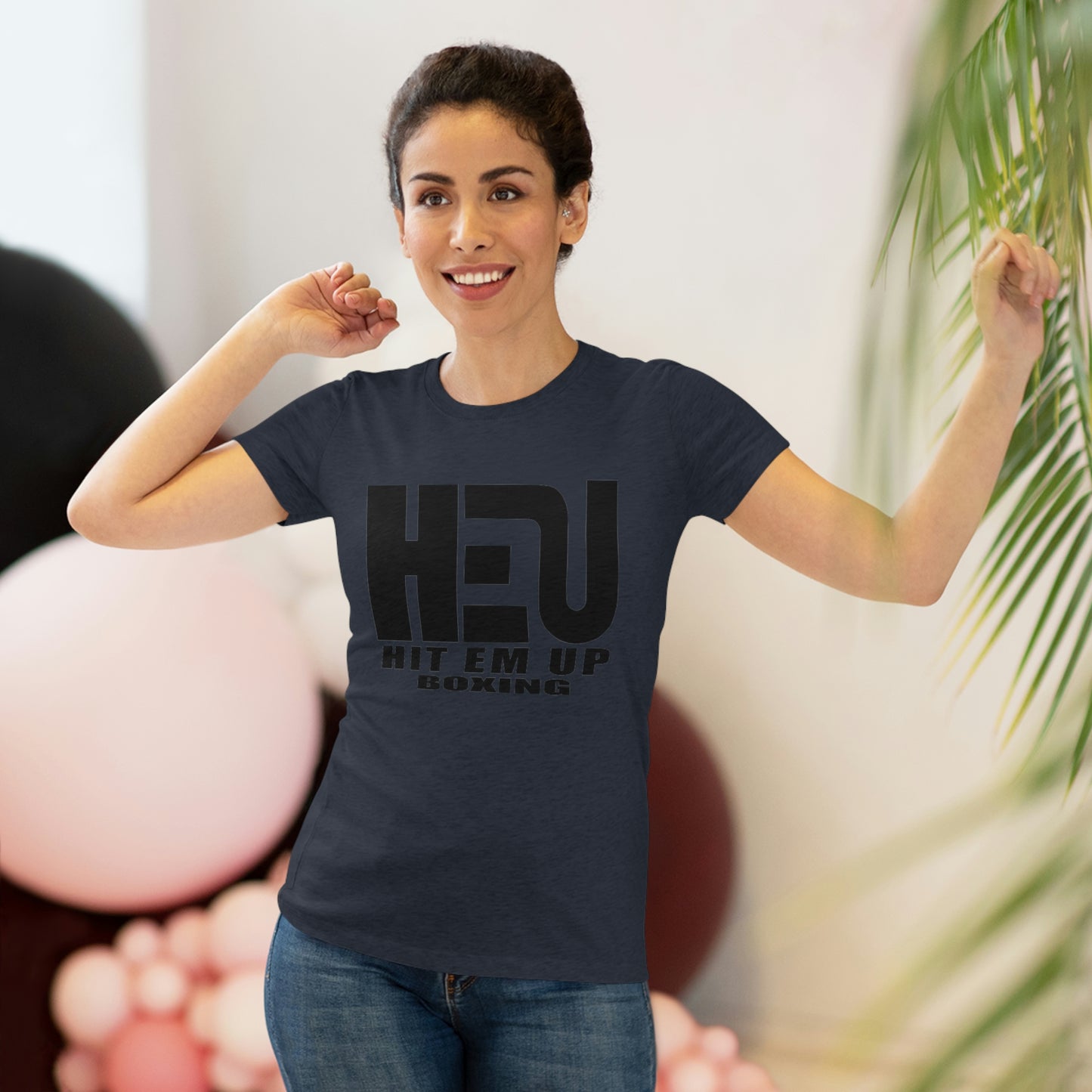 HEU HIT EM UP Boxing Black Logo Women's Triblend Tee