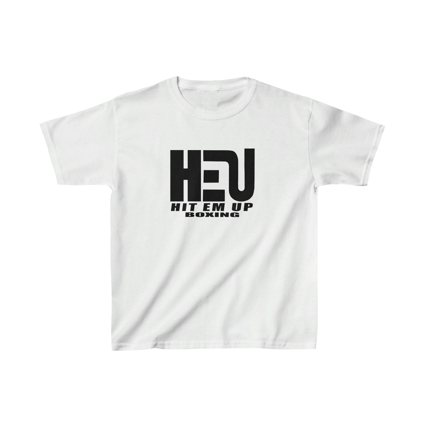 Black HEU HIT EM UP Boxing Logo Kids Heavy Cotton Tee