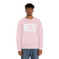 White HEU HIT EM UP Logo Heavy Blend Crewneck Sweatshirt