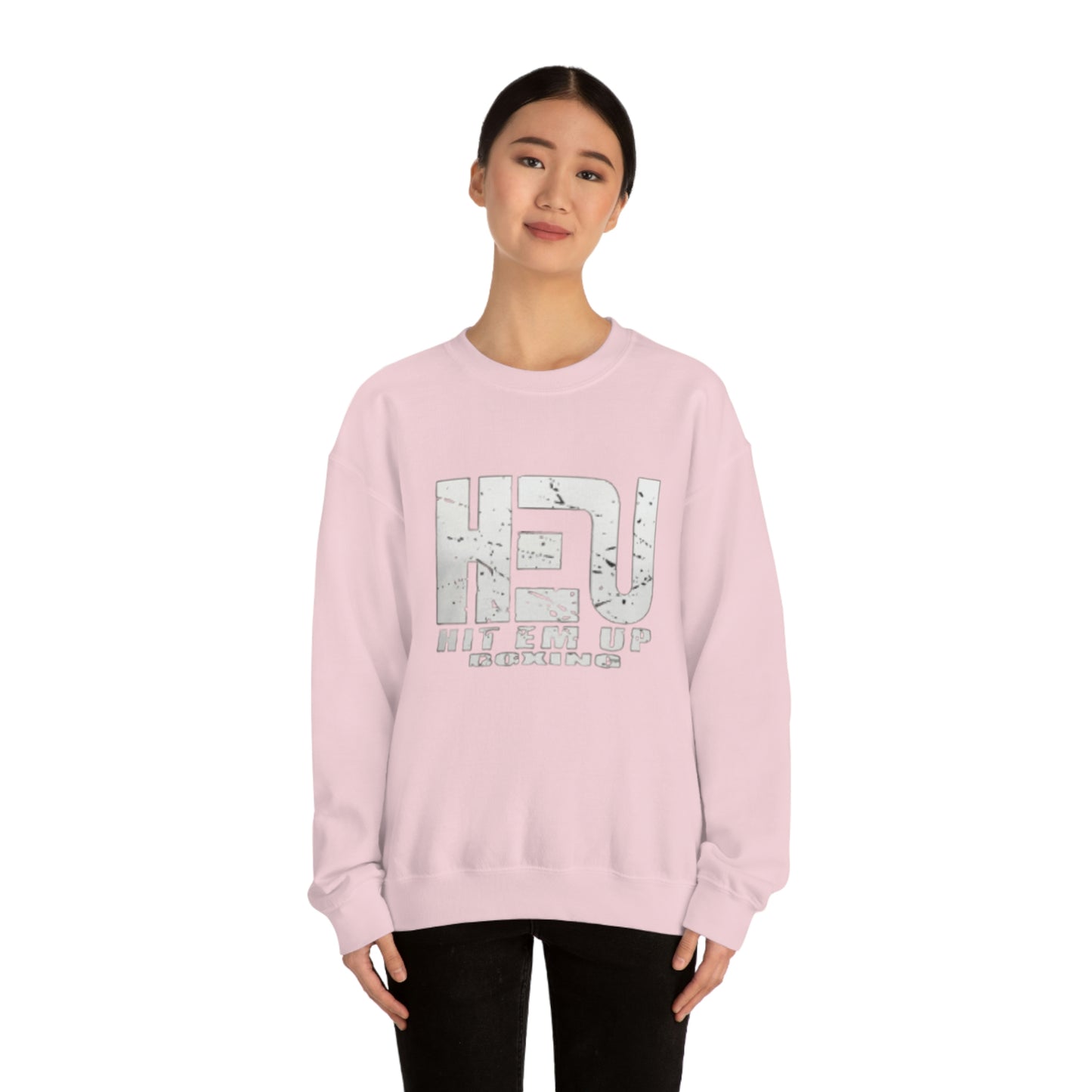 HEU Boxing Distressed Logo Unisex Heavy Blend Crewneck Sweatshirt