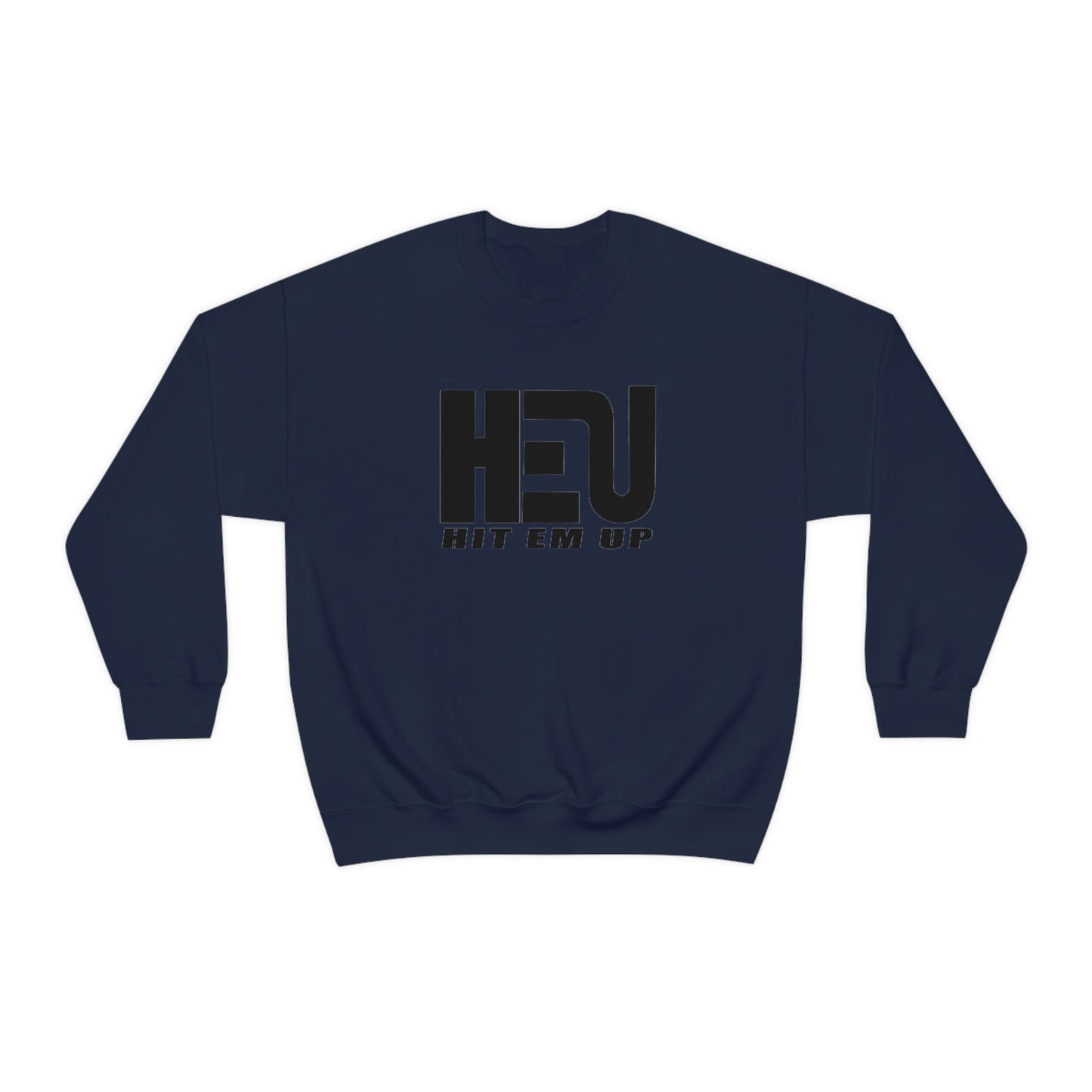 Black HEU HIT EM UP Logo Heavy Blend Crewneck Sweatshirt