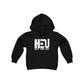 HEU HIT EM UP White Logo Youth Heavy Blend Hooded Sweatshirt
