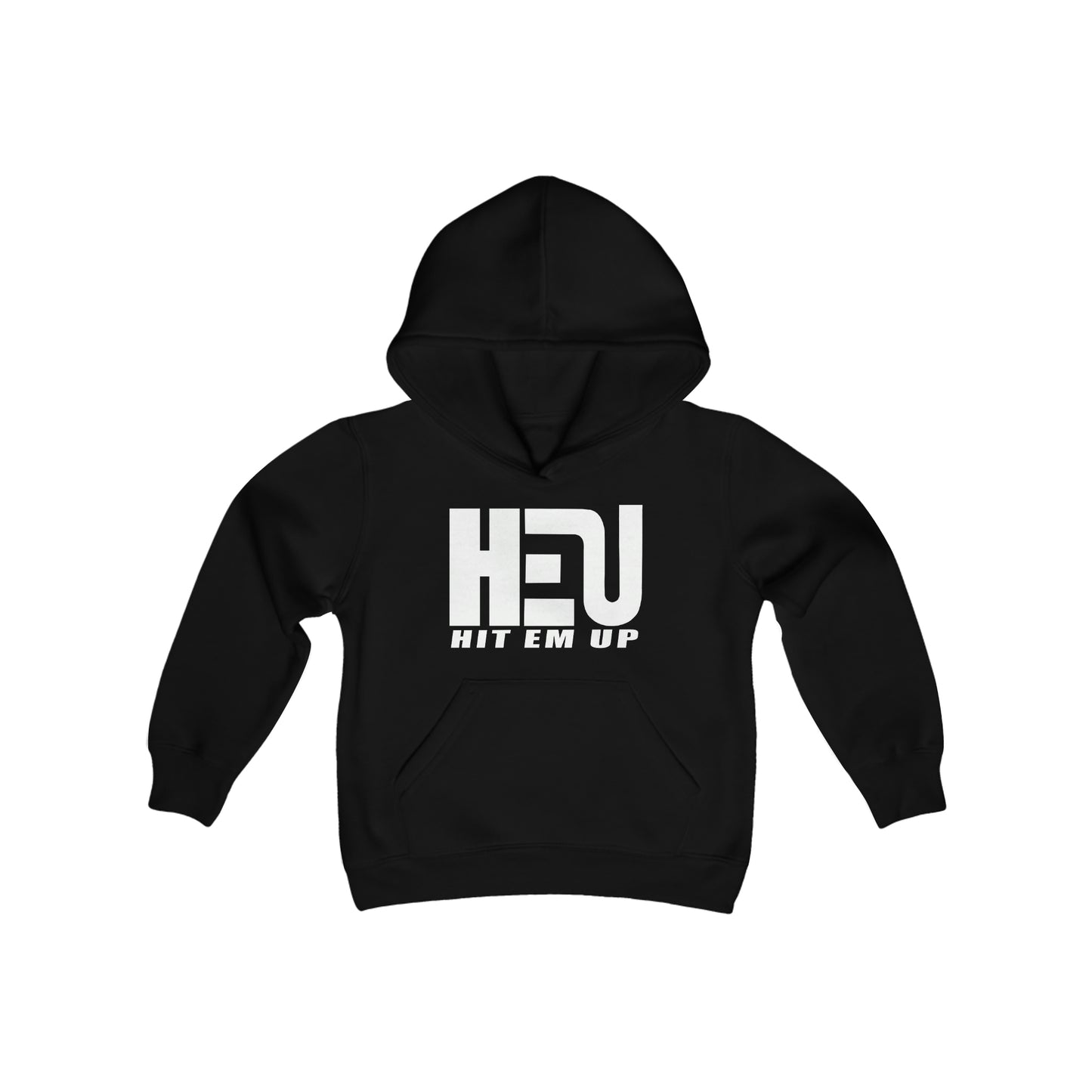 HEU HIT EM UP White Logo Youth Heavy Blend Hooded Sweatshirt