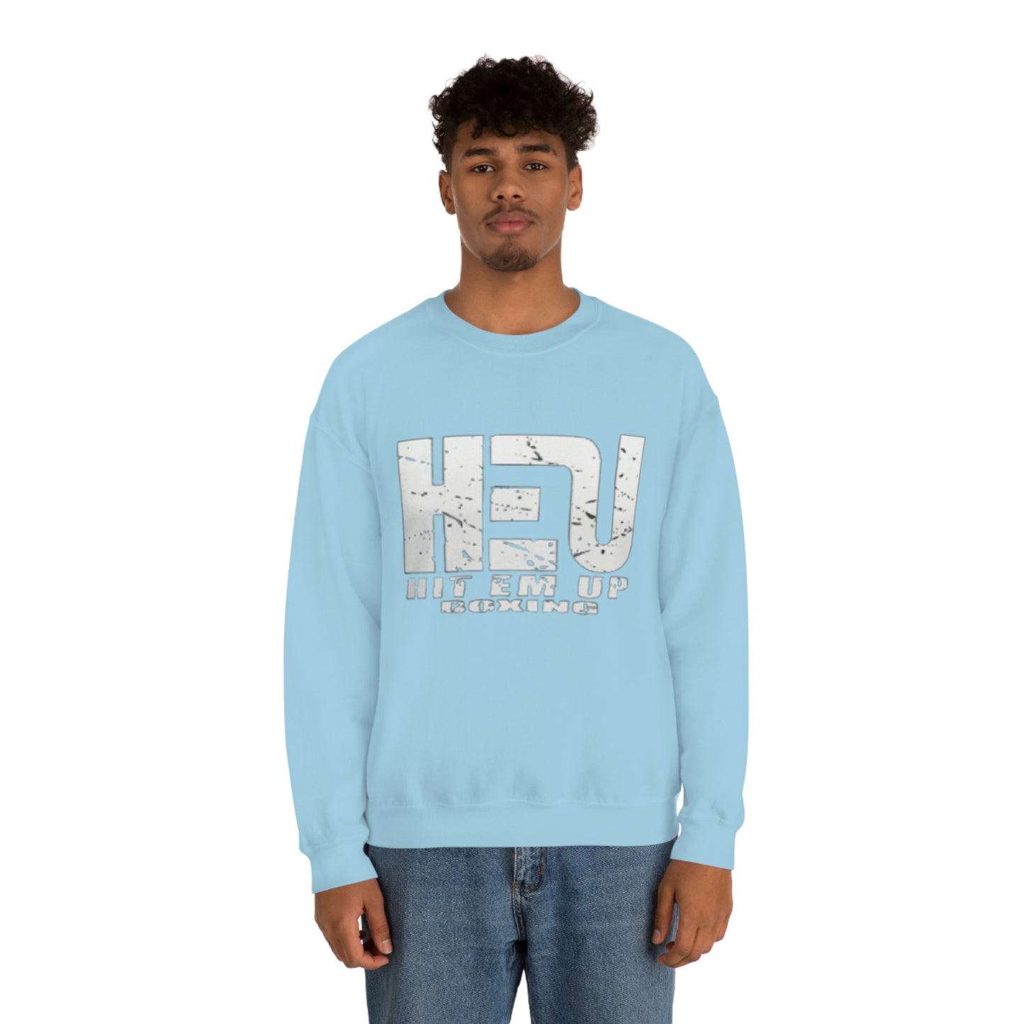 HEU Boxing Distressed Logo Unisex Heavy Blend Crewneck Sweatshirt