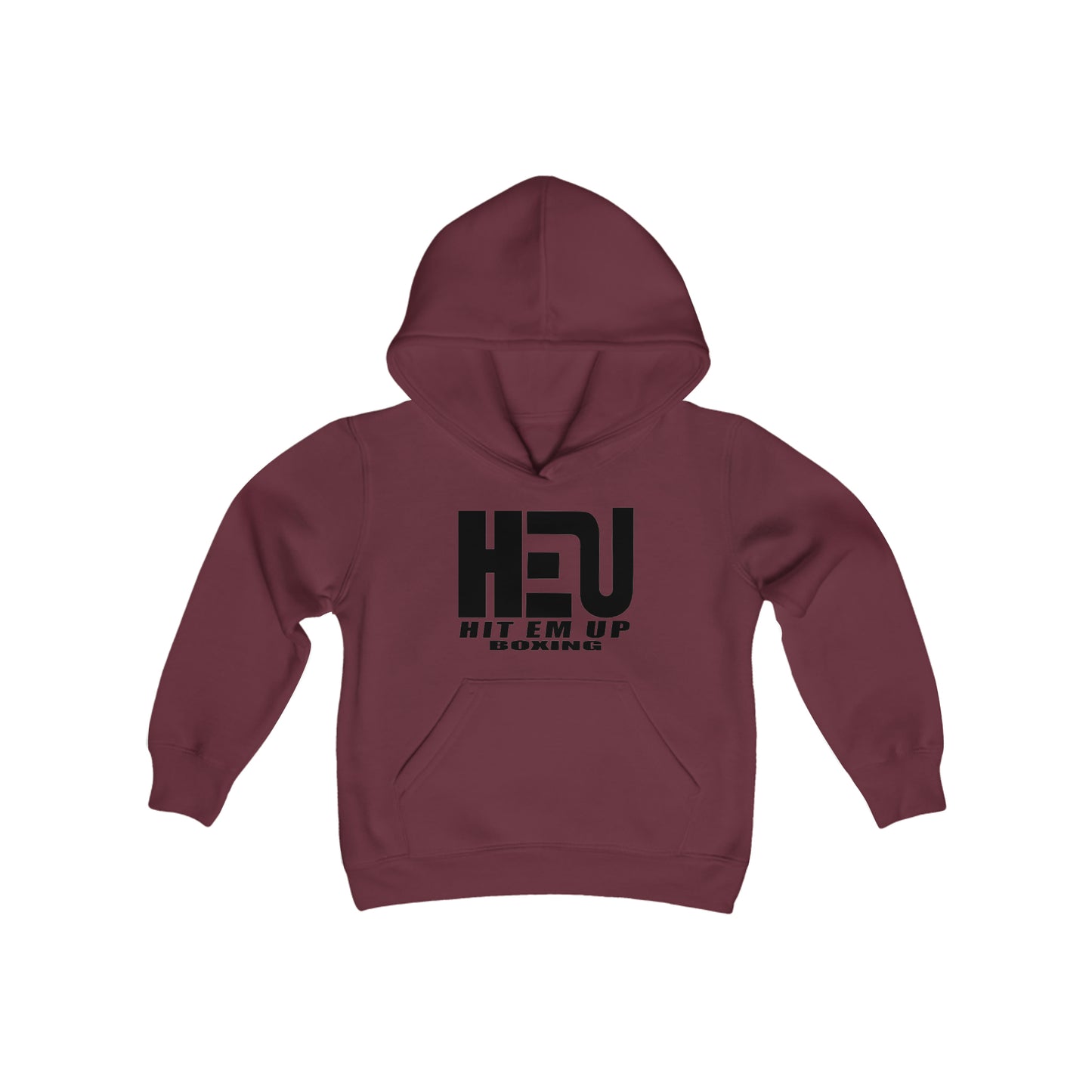 HEU HIT EM UP BOXING Black Youth Heavy Blend Hooded Sweatshirt