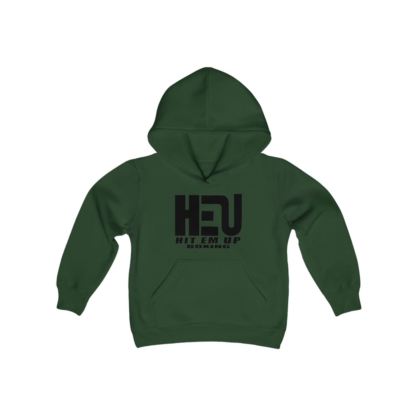 HEU HIT EM UP BOXING Black Youth Heavy Blend Hooded Sweatshirt