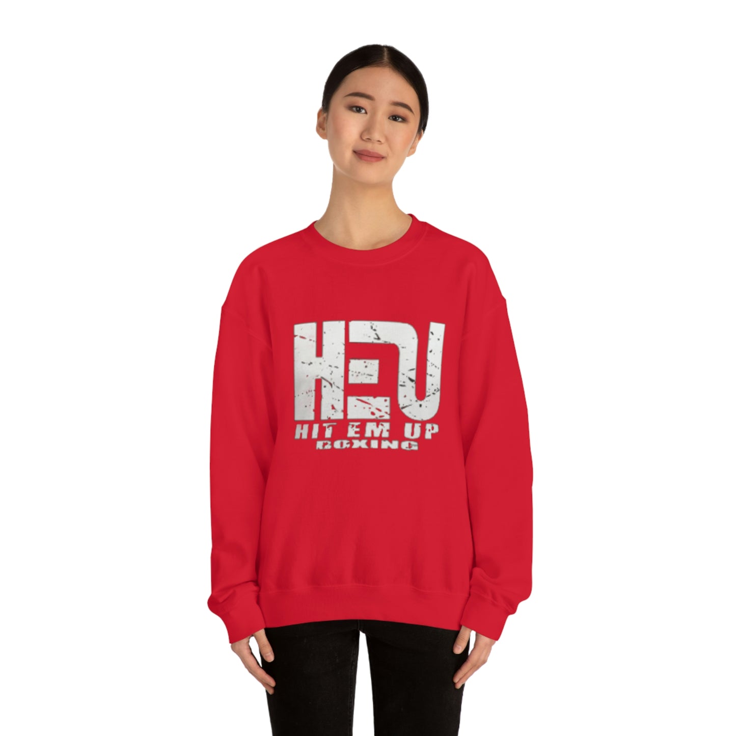 HEU Boxing Distressed Logo Unisex Heavy Blend Crewneck Sweatshirt